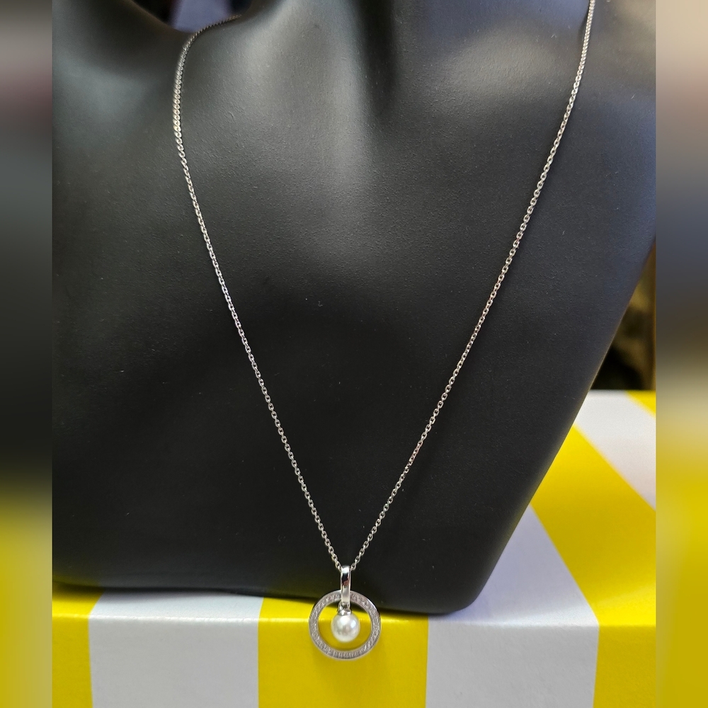 J. Rosee Sterling Silver and Faux Pearl Pendant Necklace
